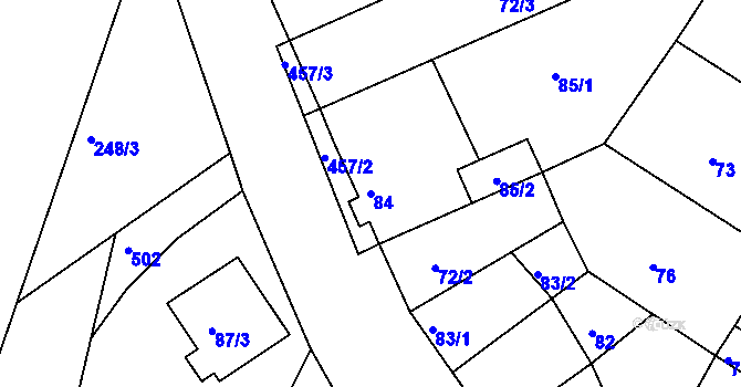 Parcela st. 84 v KÚ Hradčany u Prostějova, Katastrální mapa