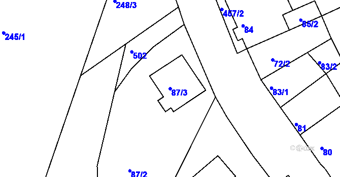 Parcela st. 87/3 v KÚ Hradčany u Prostějova, Katastrální mapa