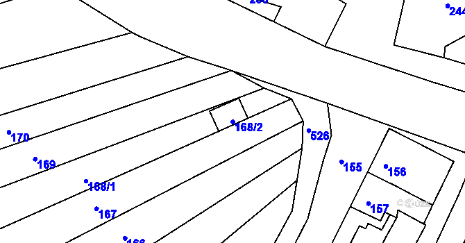 Parcela st. 168/2 v KÚ Hradčany u Prostějova, Katastrální mapa