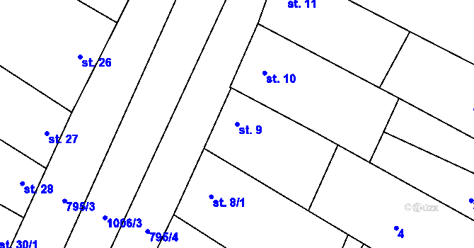 Parcela st. 9 v KÚ Kobeřice, Katastrální mapa