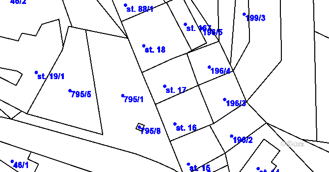 Parcela st. 17 v KÚ Kobeřice, Katastrální mapa