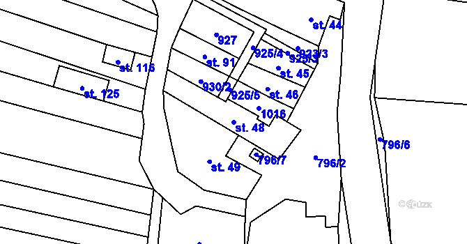 Parcela st. 48 v KÚ Kobeřice, Katastrální mapa