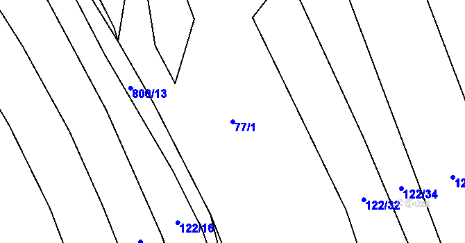 Parcela st. 77/1 v KÚ Kobeřice, Katastrální mapa