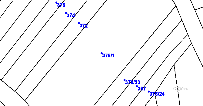Parcela st. 376/1 v KÚ Kobeřice, Katastrální mapa