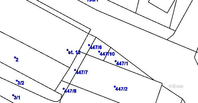 Parcela st. 447/10 v KÚ Kobeřice, Katastrální mapa