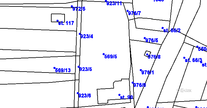 Parcela st. 569/5 v KÚ Kobeřice, Katastrální mapa