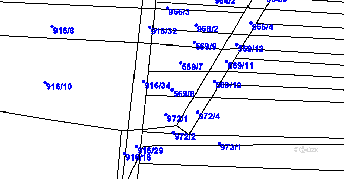 Parcela st. 569/8 v KÚ Kobeřice, Katastrální mapa