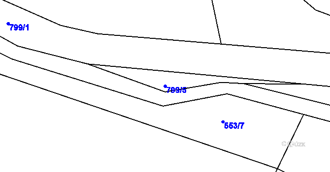 Parcela st. 799/5 v KÚ Kobeřice, Katastrální mapa