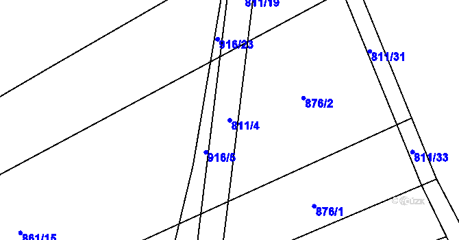 Parcela st. 811/4 v KÚ Kobeřice, Katastrální mapa