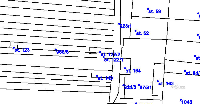 Parcela st. 122/2 v KÚ Kobeřice, Katastrální mapa