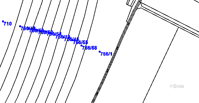 Parcela st. 756/1 v KÚ Kobeřice, Katastrální mapa
