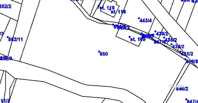 Parcela st. 850 v KÚ Kobeřice, Katastrální mapa