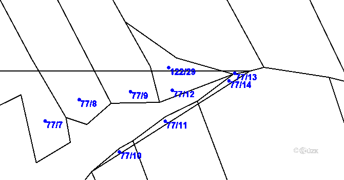 Parcela st. 77/12 v KÚ Kobeřice, Katastrální mapa