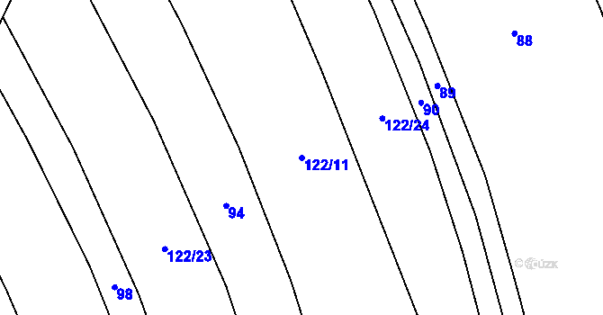 Parcela st. 122/11 v KÚ Kobeřice, Katastrální mapa