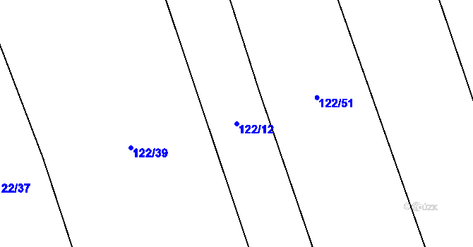 Parcela st. 122/12 v KÚ Kobeřice, Katastrální mapa