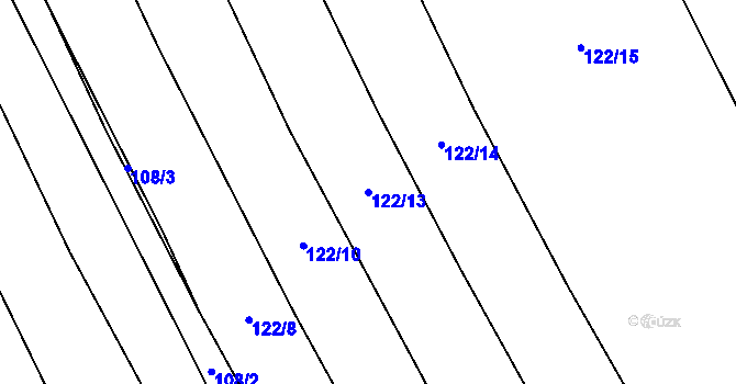 Parcela st. 122/13 v KÚ Kobeřice, Katastrální mapa
