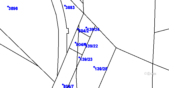 Parcela st. 139/22 v KÚ Kobeřice, Katastrální mapa