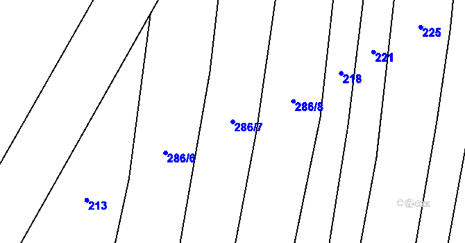 Parcela st. 286/7 v KÚ Kobeřice, Katastrální mapa