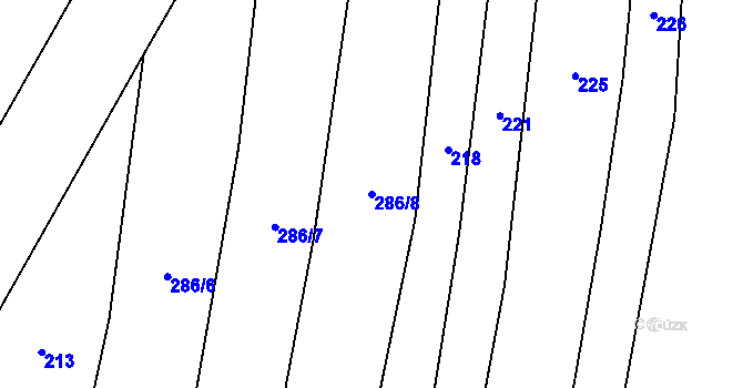 Parcela st. 286/8 v KÚ Kobeřice, Katastrální mapa