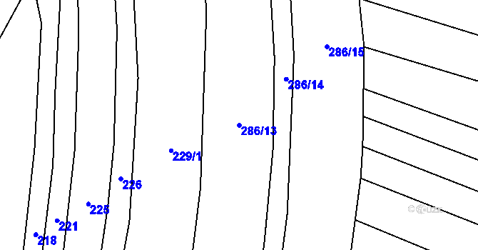 Parcela st. 286/13 v KÚ Kobeřice, Katastrální mapa