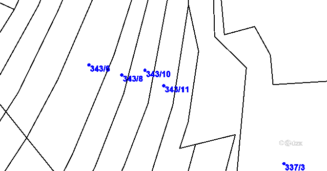 Parcela st. 343/11 v KÚ Kobeřice, Katastrální mapa