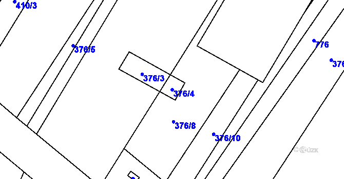 Parcela st. 376/4 v KÚ Kobeřice, Katastrální mapa