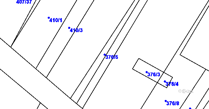 Parcela st. 376/5 v KÚ Kobeřice, Katastrální mapa