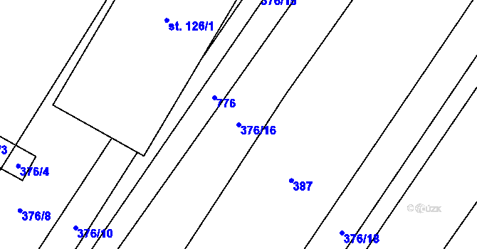 Parcela st. 376/16 v KÚ Kobeřice, Katastrální mapa