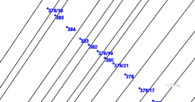 Parcela st. 376/19 v KÚ Kobeřice, Katastrální mapa