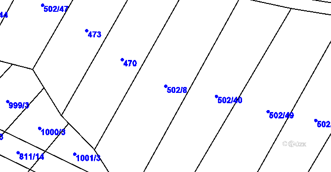 Parcela st. 502/8 v KÚ Kobeřice, Katastrální mapa