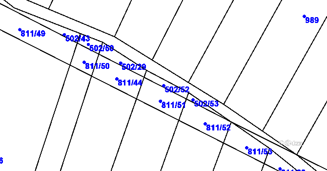 Parcela st. 502/52 v KÚ Kobeřice, Katastrální mapa