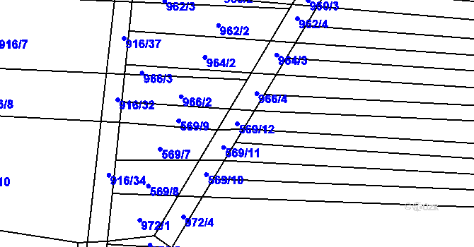 Parcela st. 569/12 v KÚ Kobeřice, Katastrální mapa