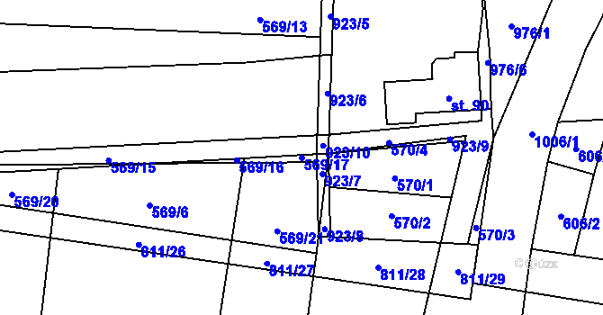 Parcela st. 569/17 v KÚ Kobeřice, Katastrální mapa