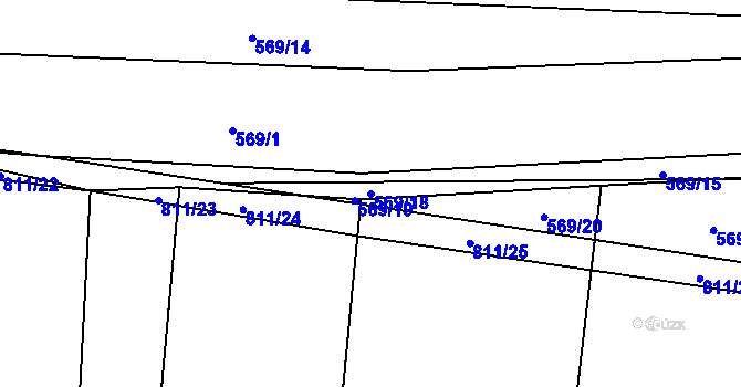 Parcela st. 569/18 v KÚ Kobeřice, Katastrální mapa