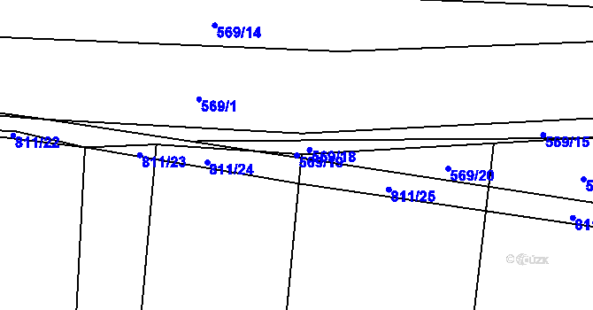 Parcela st. 569/19 v KÚ Kobeřice, Katastrální mapa