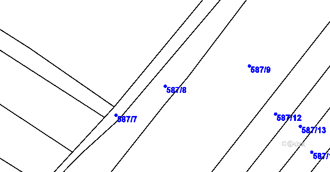 Parcela st. 587/8 v KÚ Kobeřice, Katastrální mapa