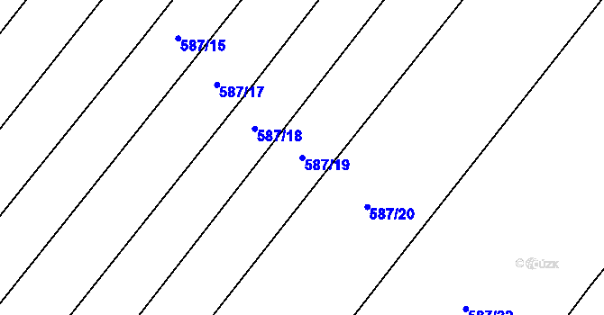 Parcela st. 587/19 v KÚ Kobeřice, Katastrální mapa