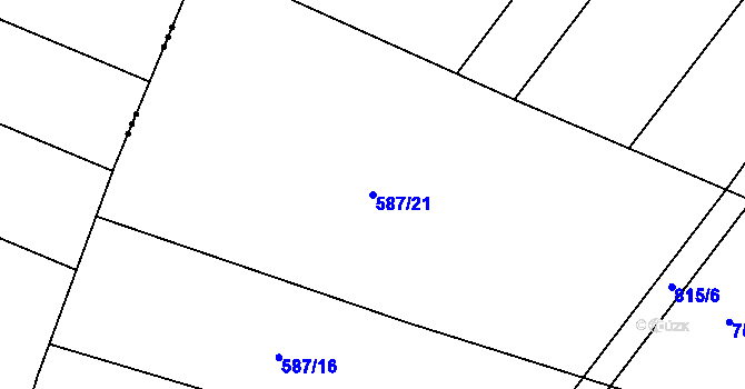 Parcela st. 587/21 v KÚ Kobeřice, Katastrální mapa