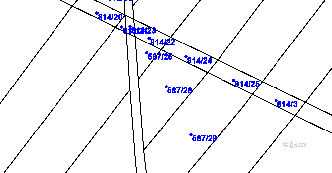 Parcela st. 587/28 v KÚ Kobeřice, Katastrální mapa