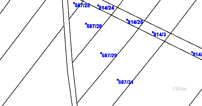 Parcela st. 587/29 v KÚ Kobeřice, Katastrální mapa