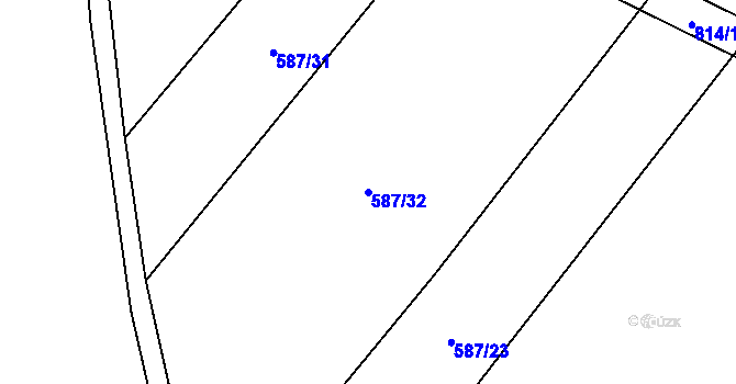 Parcela st. 587/32 v KÚ Kobeřice, Katastrální mapa