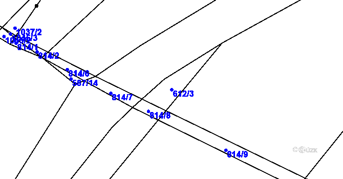 Parcela st. 612/3 v KÚ Kobeřice, Katastrální mapa