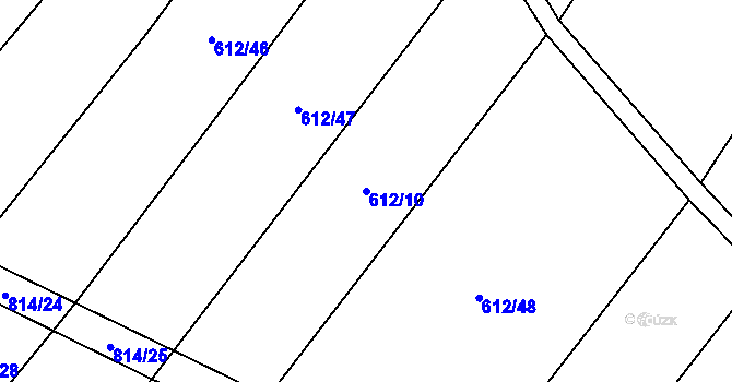 Parcela st. 612/10 v KÚ Kobeřice, Katastrální mapa