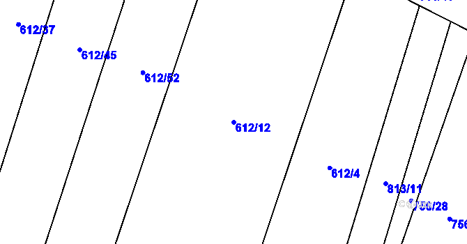 Parcela st. 612/12 v KÚ Kobeřice, Katastrální mapa