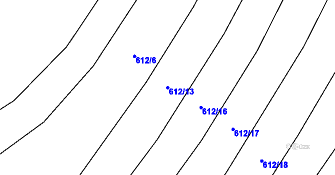 Parcela st. 612/13 v KÚ Kobeřice, Katastrální mapa