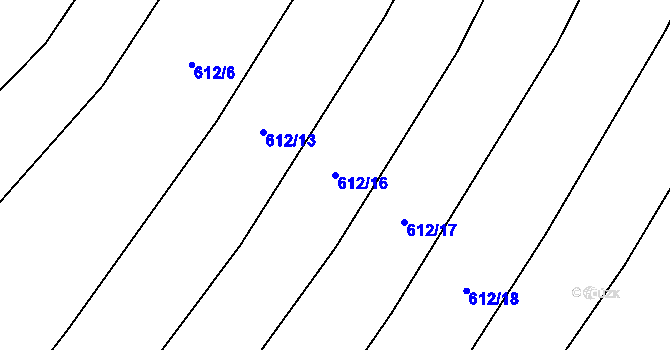 Parcela st. 612/16 v KÚ Kobeřice, Katastrální mapa