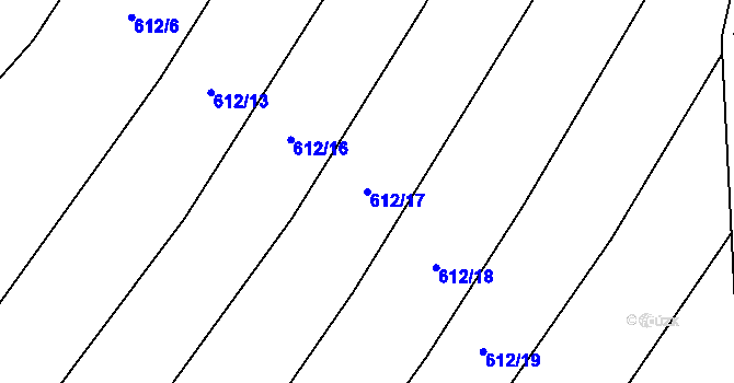 Parcela st. 612/17 v KÚ Kobeřice, Katastrální mapa