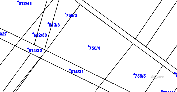 Parcela st. 756/4 v KÚ Kobeřice, Katastrální mapa