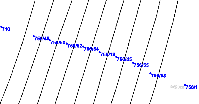 Parcela st. 756/19 v KÚ Kobeřice, Katastrální mapa
