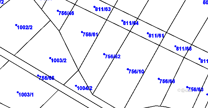 Parcela st. 756/62 v KÚ Kobeřice, Katastrální mapa